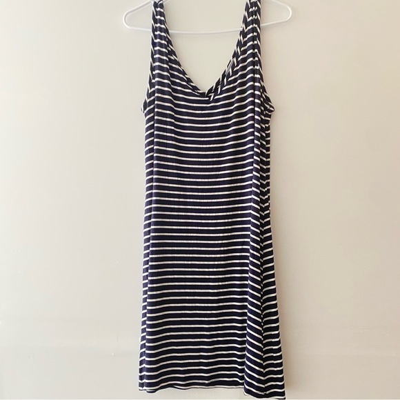 Tbh Navy White Stripe Midi Dress - Picture 1 of 2